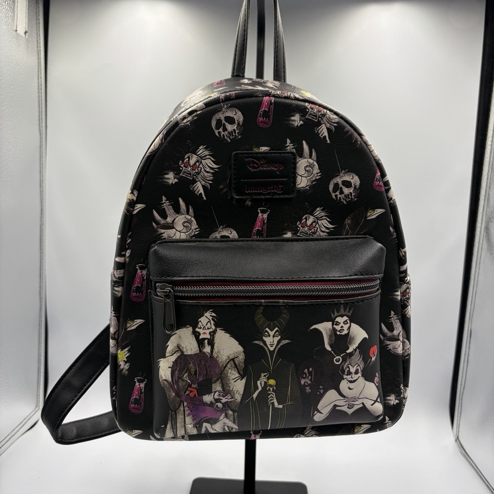Loungefly Disney Villains Cruella Maleficent Ursula Queen Mini Backpack Purse